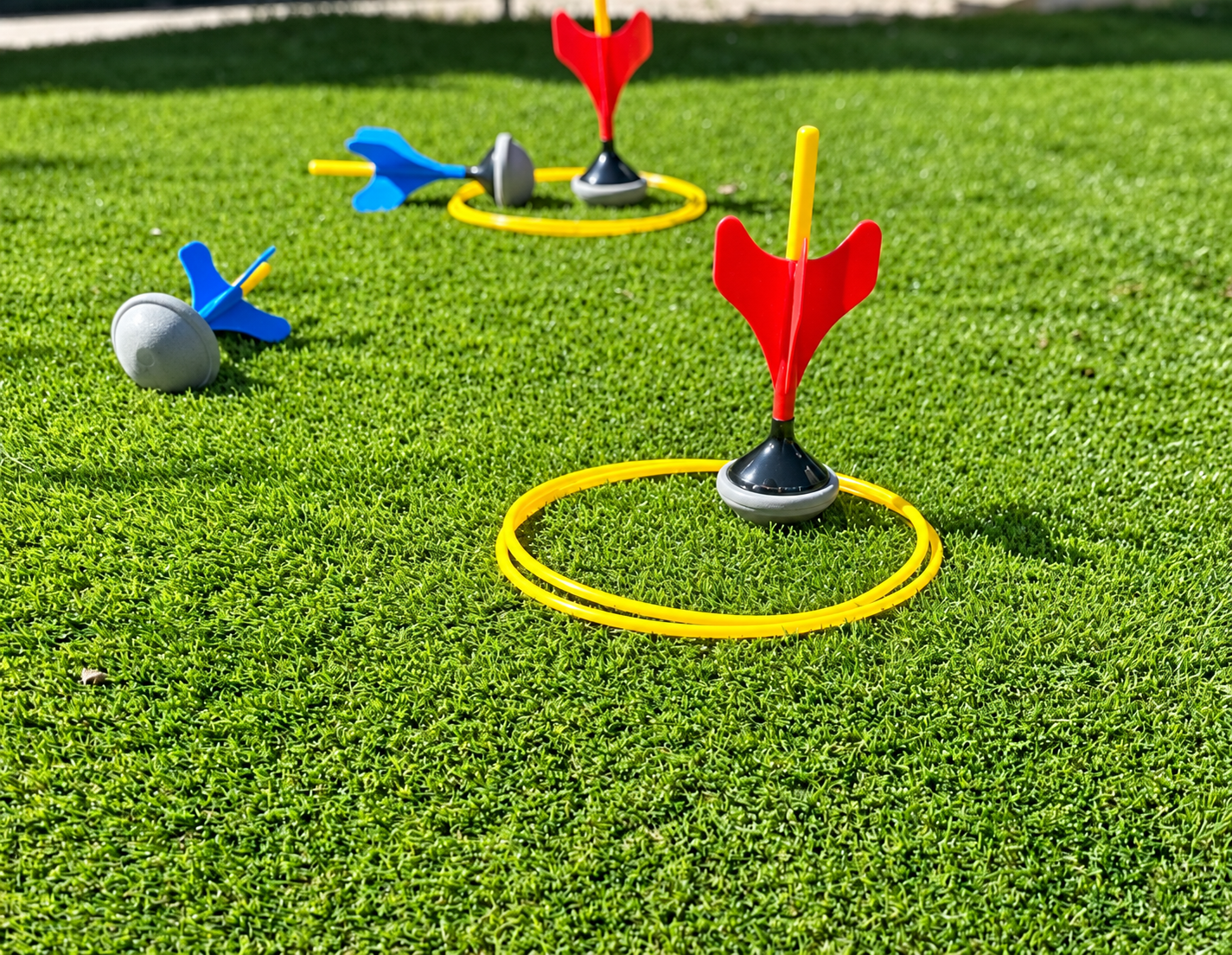 Lawn game setup on the So Fly garden turf